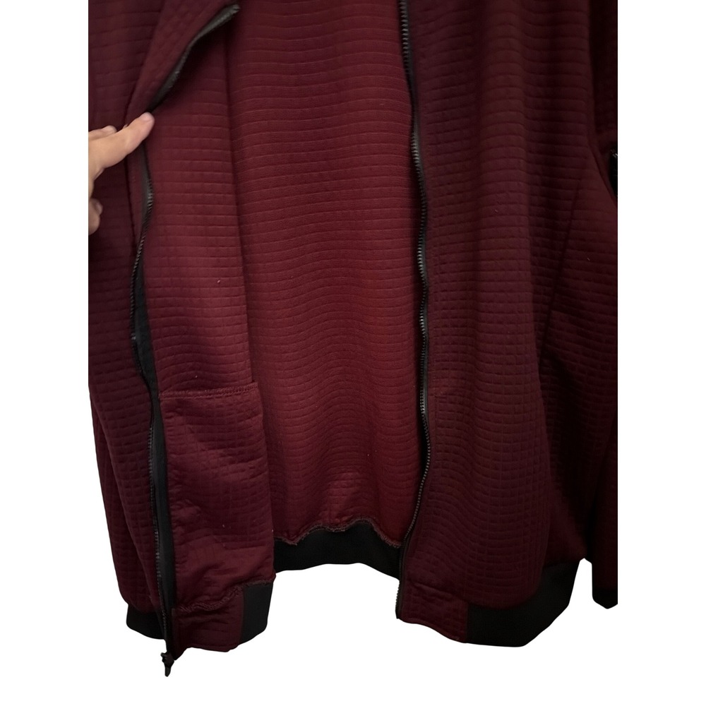 Mens Burgundy Quilted Grid Bomber Jacket Full Zip Sleeve Pocket XXXL - Picture 12 of 12
